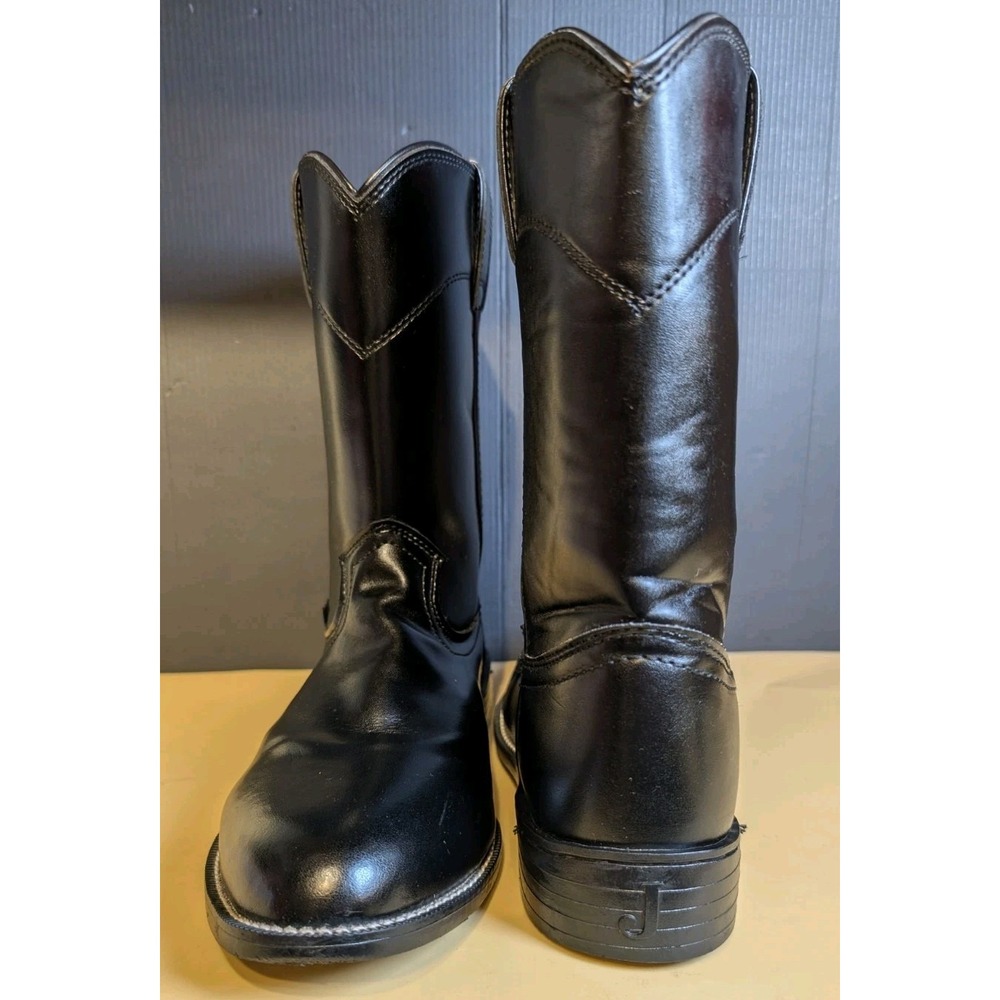 Justin JB3000 Temple Roper Boots Mens 11  Black Leather Western Cowboy